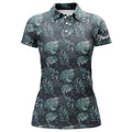 Custom Name Tropical Golf Shirt with Monstera Leaves Women's Polo Shirts S-5XL