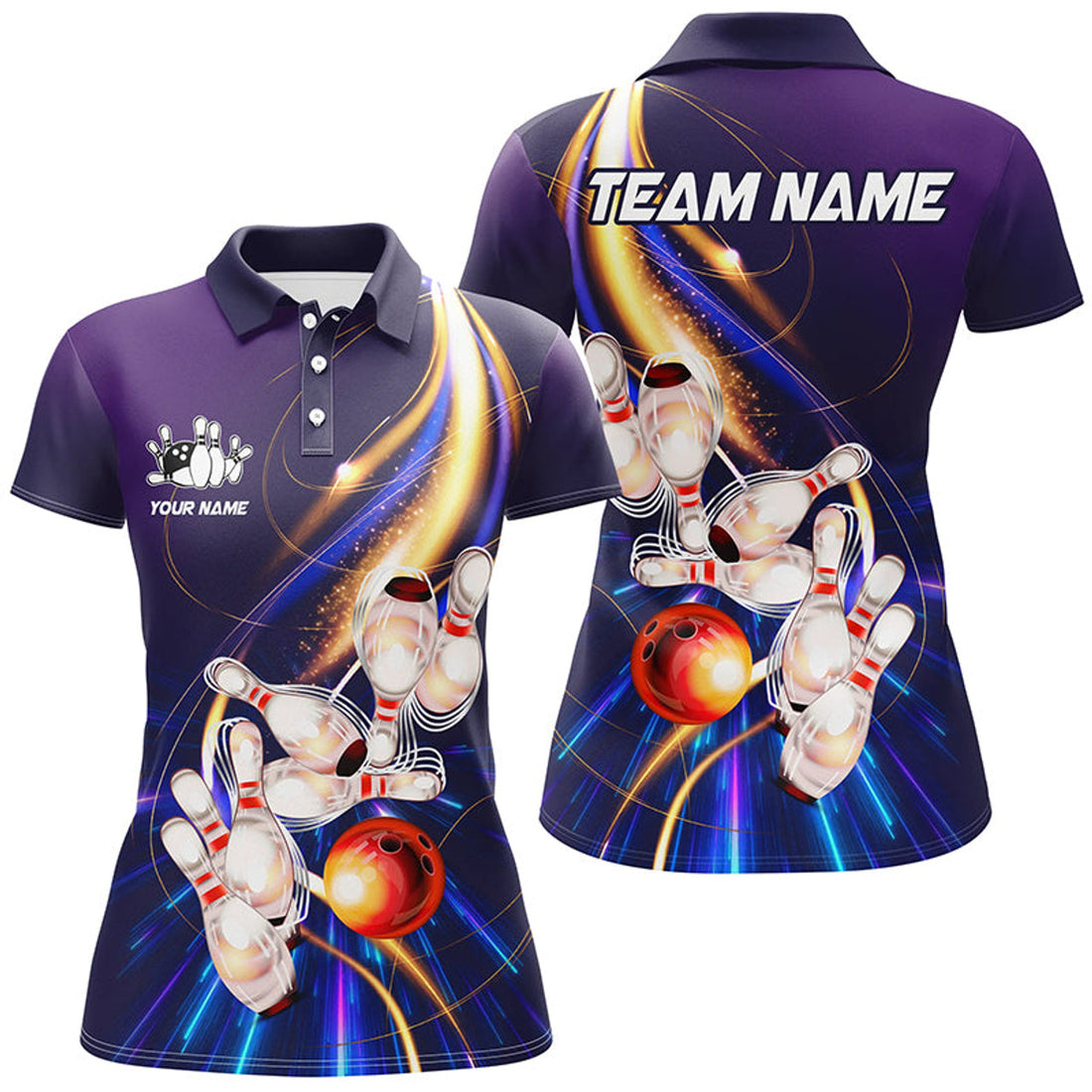 Custom Purple Light Bowling Polo for Custom Bowling Women's Polo Shirts S-5XL