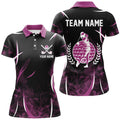 Custom Pink and Black Smoke Pattern Golf Women's Polo Shirts S-5XL