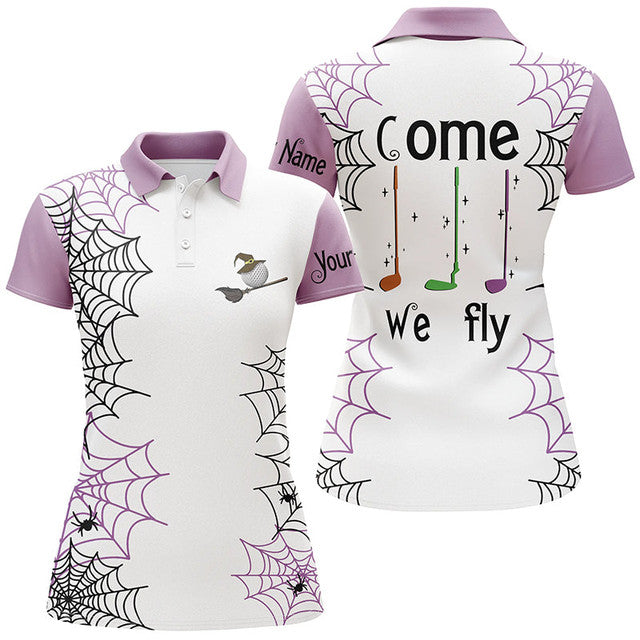 Custom Spider Web Halloween Come We Fly Golf Polo Shirts Women's Polo Shirts S-5XL
