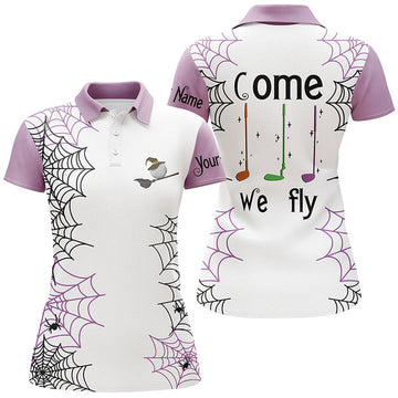 Custom Spider Web Halloween Come We Fly Golf Polo Shirts Women's Polo Shirts S-5XL