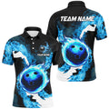 Blue Flame Fire Bowling Shirt Custom for Men Bowling Team Men's Polo Shirt S-5XL