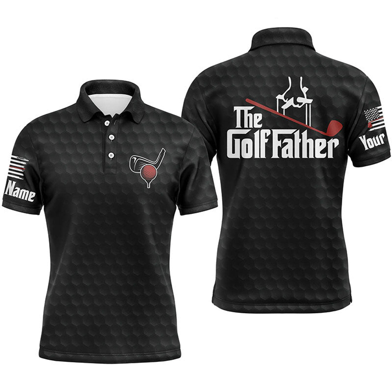 Custom Golf Ball Pattern Apparel Gift The Golf Father Men's Polo Shirt S-5XL