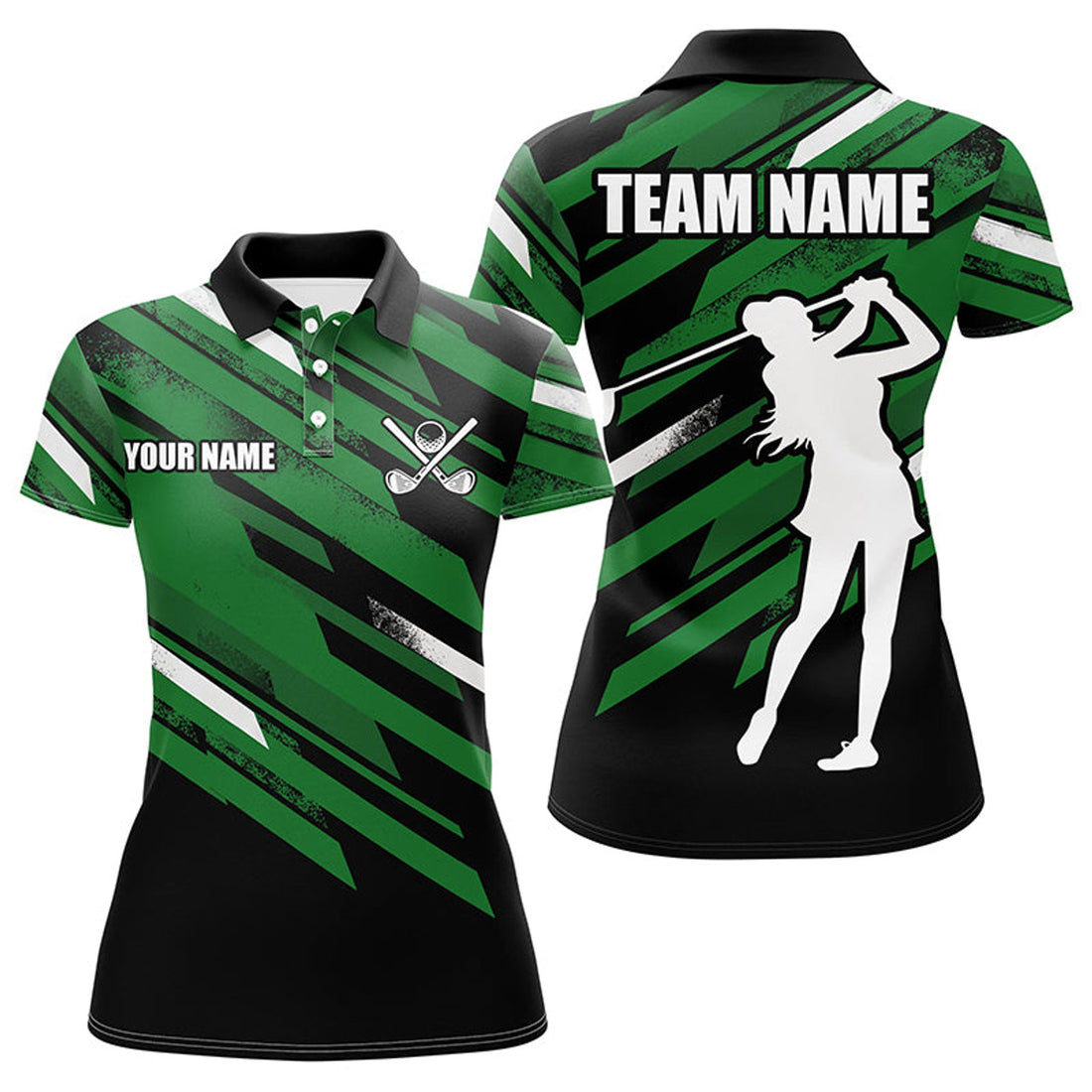 Custom Black Green Golf Shirt for Ladies Golf Gifts Women's Polo Shirts S-5XL