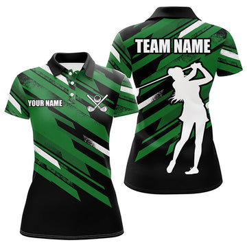 Custom Black Green Golf Shirt for Ladies Golf Gifts Women's Polo Shirts S-5XL