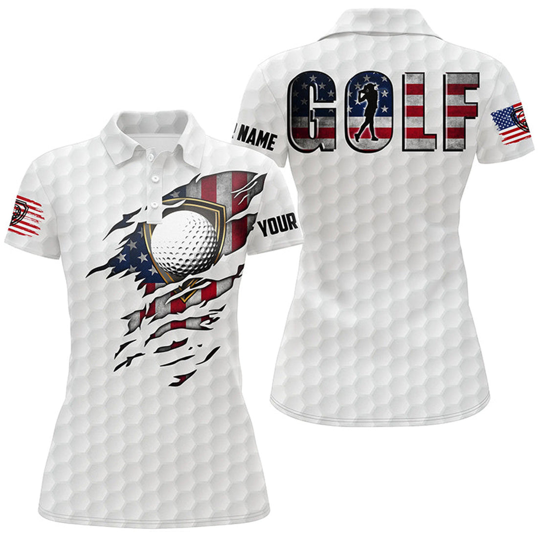 Custom Golf Polo Shirts Vintage American Flag Women's Polo Shirts S-5XL