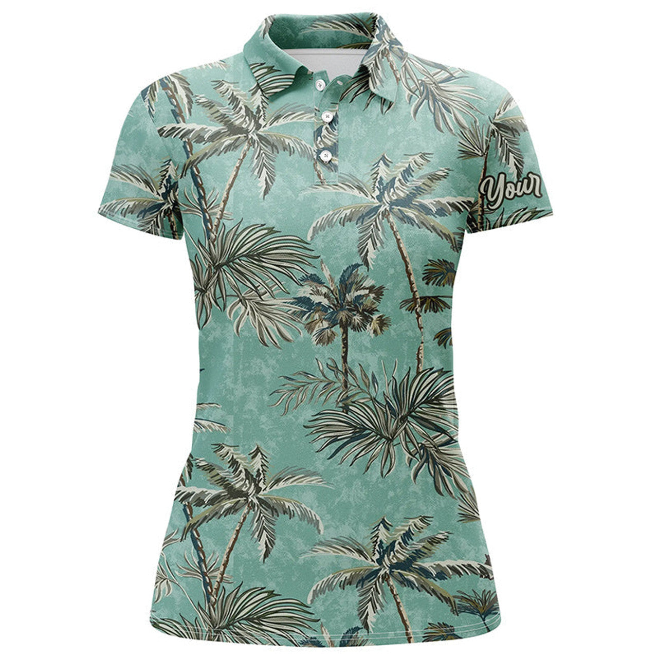 Custom Green Tropical Palm Trees Golf Shirt Women's Polo Shirts S-5XL