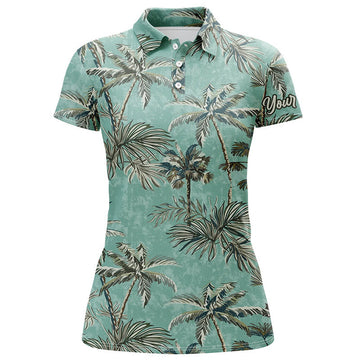 Custom Green Tropical Palm Trees Golf Shirt Women's Polo Shirts S-5XL