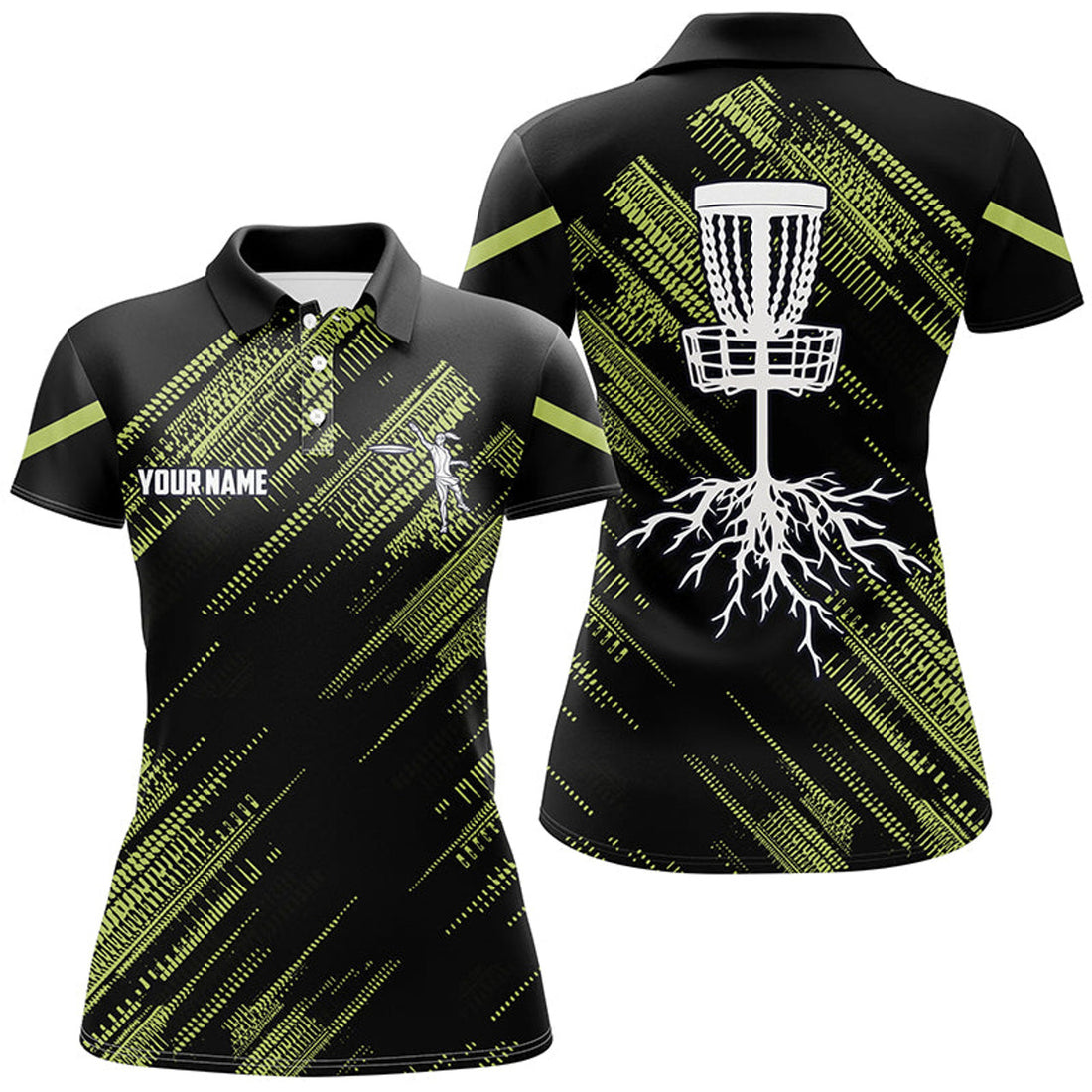 Custom Yellow Black Disc Golf Shirt for Frisbee Golf Women's Polo Shirts S-5XL