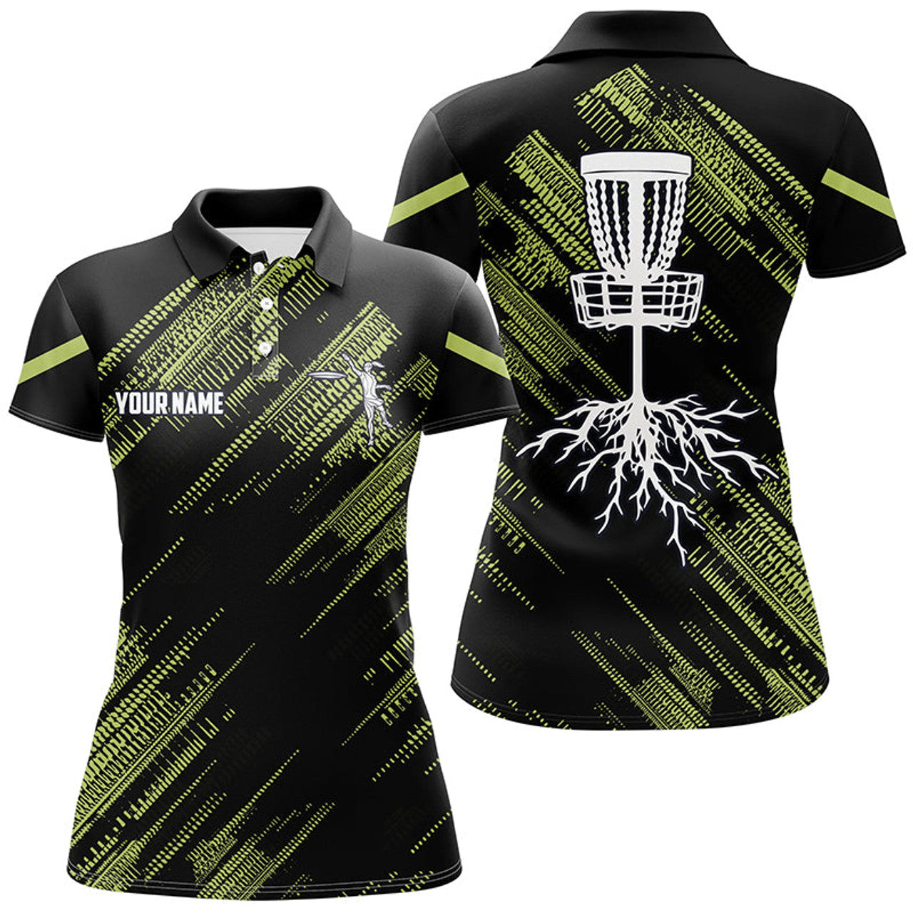 Custom Yellow Black Disc Golf Shirt for Frisbee Golf Women's Polo Shirts S-5XL