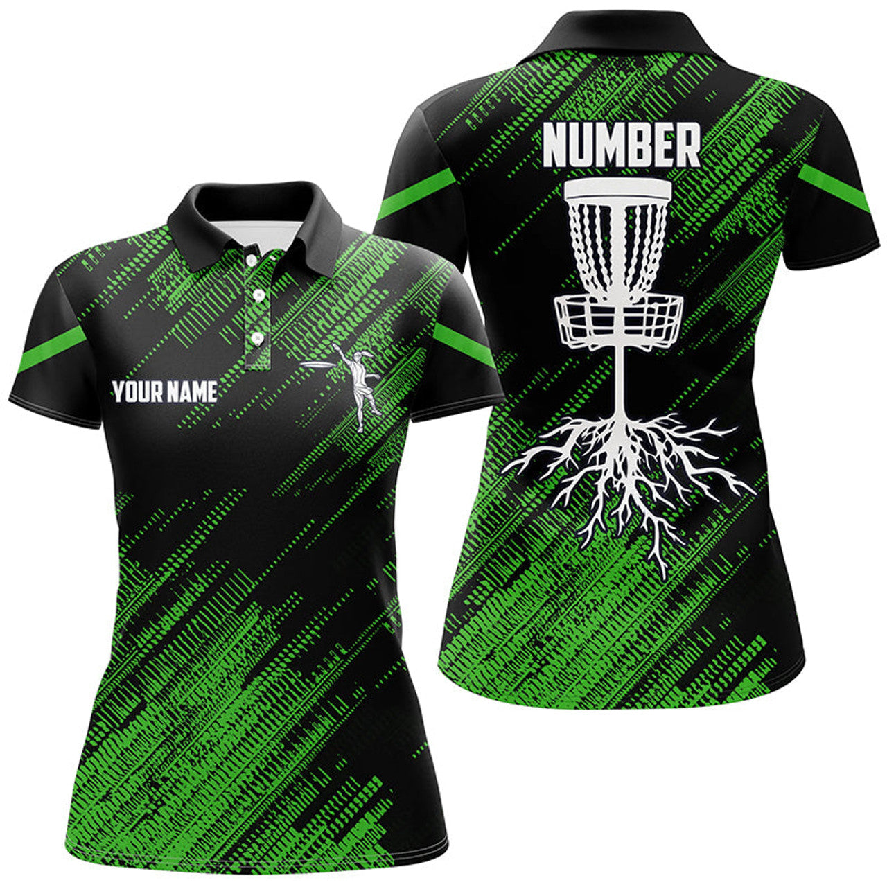 Custom Green Camo Black Disc Golf for Team and Frisbee Women's Polo Shirts S-5XL