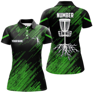 Custom Green Camo Black Disc Golf for Team and Frisbee Women's Polo Shirts S-5XL