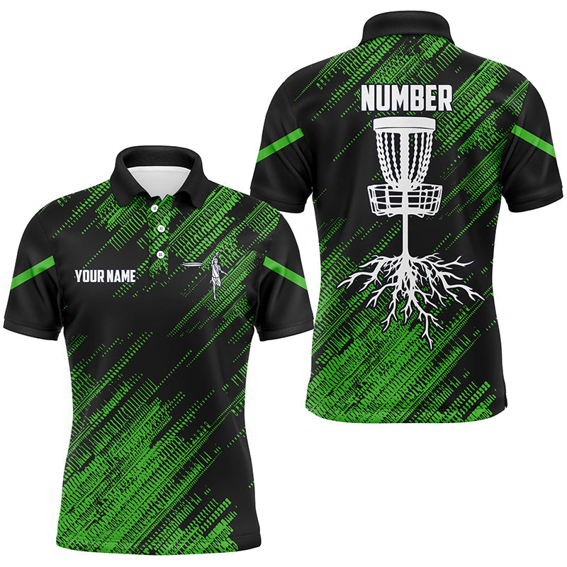 Green Camo Black Disc Golf Team Frisbee Golf Men's Polo Shirt S-5XL