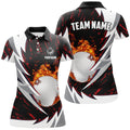 Custom Flame Golf Ball Black White Golf Clothes Women's Polo Shirts S-5XL