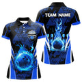 Custom Triangle Flame Bowling Team Shirt with Pins Pattern Women's Polo Shirts S-5XL