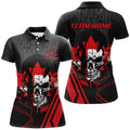 Custom Black Red Skull Canadian Flag Patriotic Golf Attire Women's Polo Shirts S-5XL