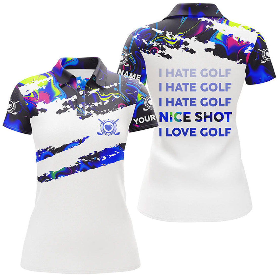 Custom Funny Golf Polo Shirt Love Golf Nice Shot Camo Women's Polo Shirts S-5XL