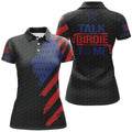 Custom Funny Golf American Flag Patriotic Talk Birdie Women's Polo Shirts S-5XL