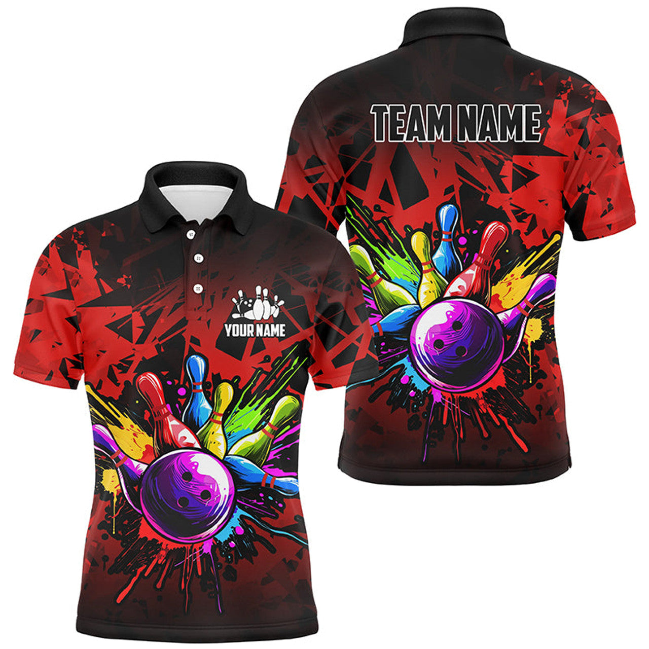 Custom Bowling Team Shirt 1/4 Zip Colorful Jersey for Bowlers Men's Polo Shirt S-5XL