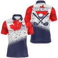 Custom Canadian Flag Golf Shirt Navy Geometric Men's Polo Shirt S-5XL