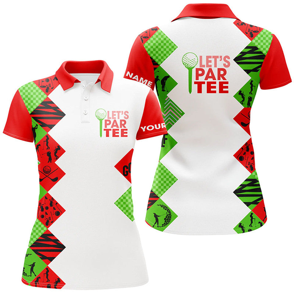 Custom Let's Par Tee Christmas Golf Shirts Golfing Gifts Women's Polo Shirts S-5XL