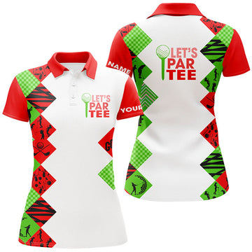 Custom Let's Par Tee Christmas Golf Shirts Golfing Gifts Women's Polo Shirts S-5XL