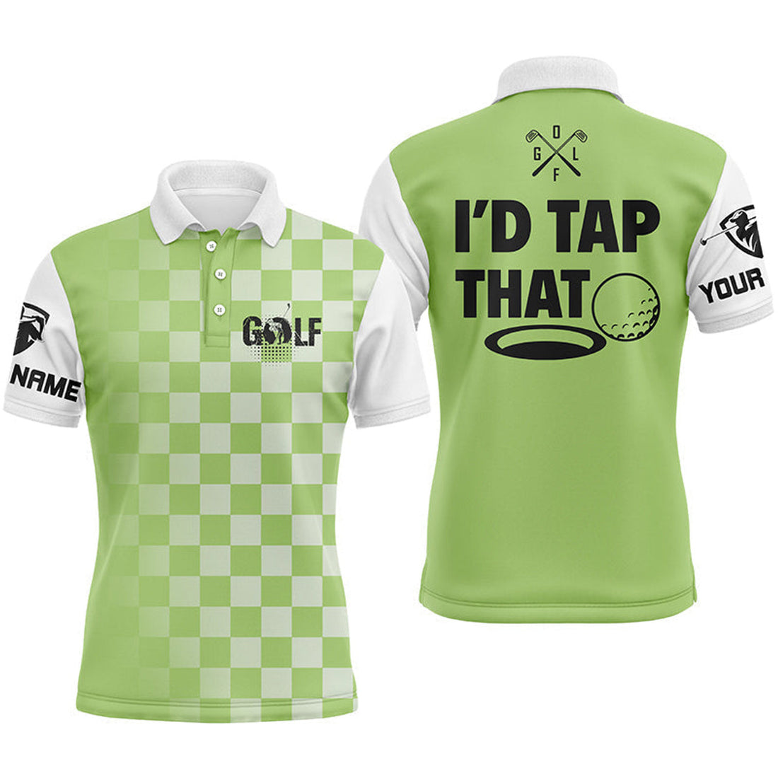 Custom Name Funny Golf Gift I'd Tap That Men's Polo Shirt S-5XL