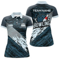Custom Blue Camo Bowling Ball And Pins Gift Women's Polo Shirts S-5XL