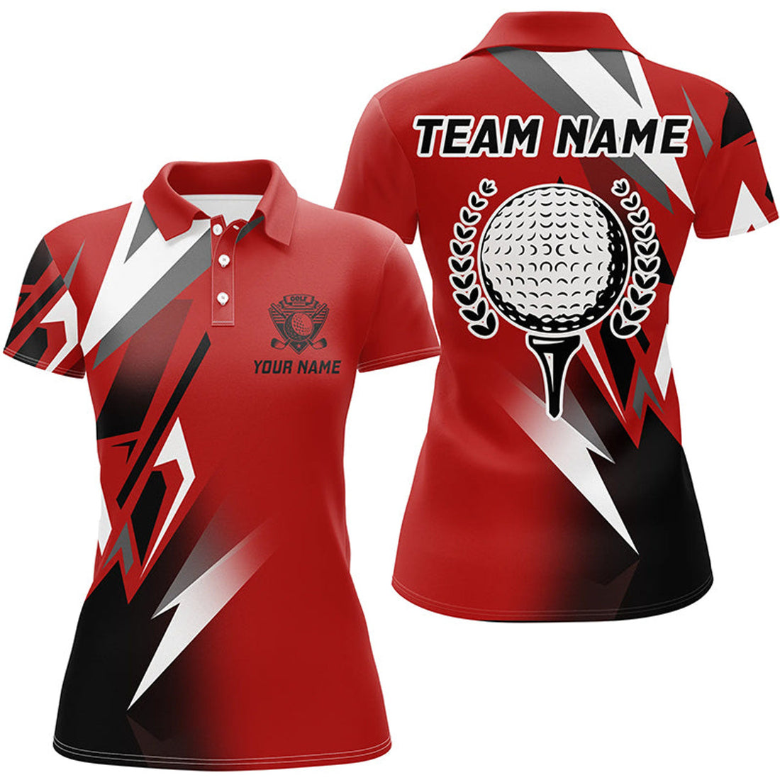 Custom Black and Red Golf Ball Golf Polos Shirt for Ladies Women's Polo Shirts S-5XL
