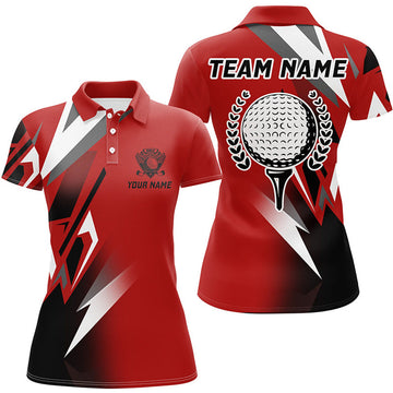 Custom Black and Red Golf Ball Golf Polos Shirt for Ladies Women's Polo Shirts S-5XL