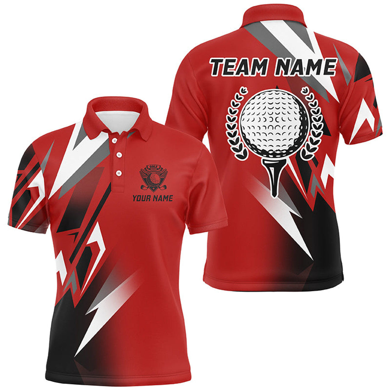Custom Black and Red Golf Shirt Cool Golf Gifts Men's Polo Shirt S-5XL