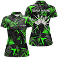 Custom Black Green Camo Bowling Shirt Team Design Women's Polo Shirts S-5XL