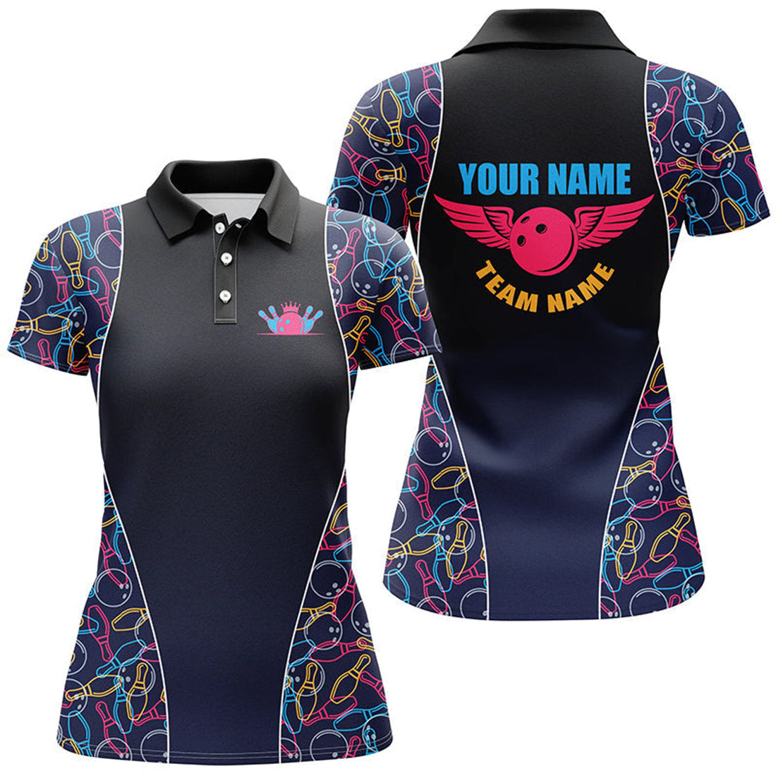 Custom Name Bowling Team Design Polo Shirt for Women's Polo Shirts S-5XL