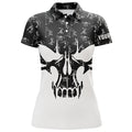Custom Black White Golf with Funny Skull Pattern Golf Gifts Women's Polo Shirts S-5XL