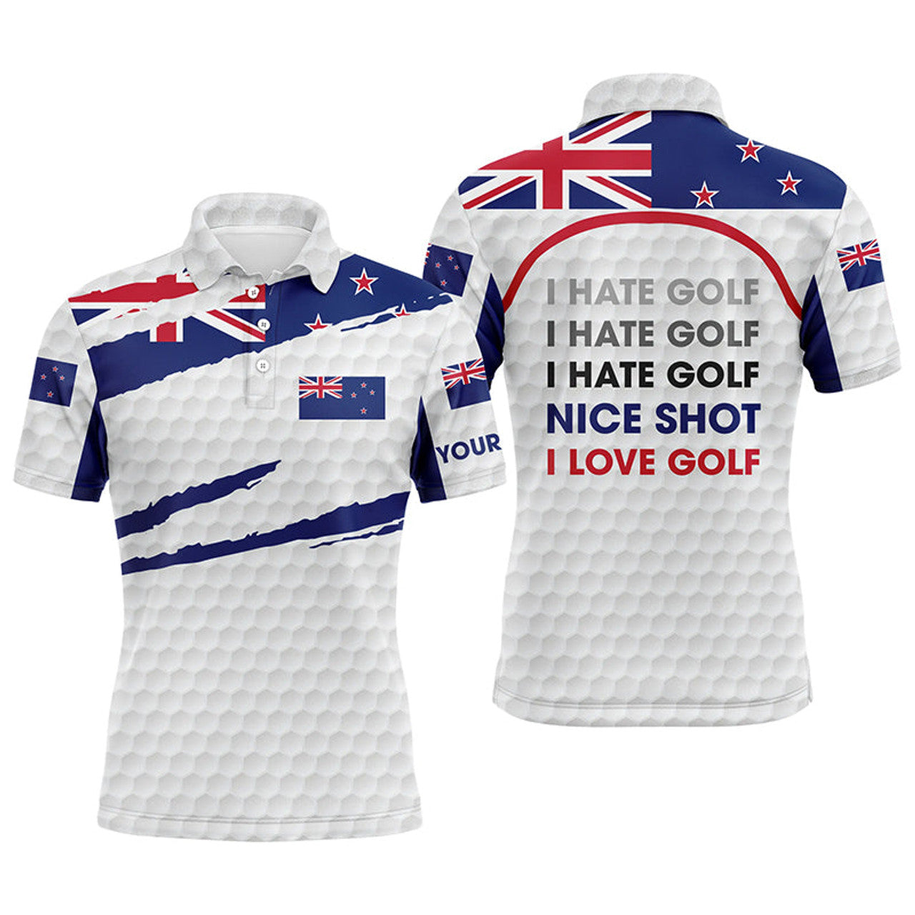 Custom Golf with Zealand Flag Personalized Gift for Men Men's Polo Shirt S-5XL