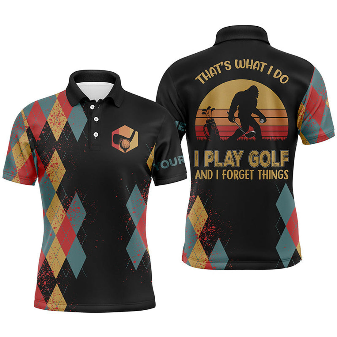 Personalized Bigfoot Golf Polo Shirt Retro Gift for Men Men's Polo Shirt S-5XL