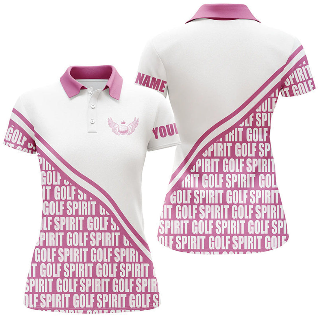 Custom Name Golf Spirit Pink Pattern Shirt for Women Women's Polo Shirts S-5XL