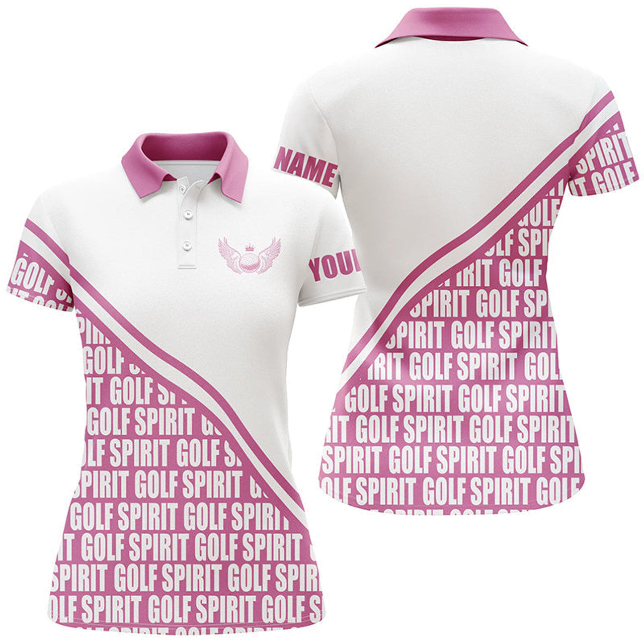 Custom Name Golf Spirit Pink Pattern Shirt for Women Women's Polo Shirts S-5XL