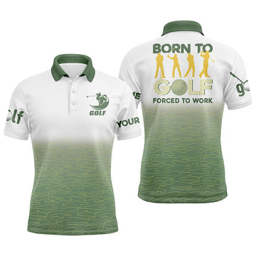 Custom Golf Pattern Apparel Gift Golf Lover Born To Work Men's Polo Shirt S-5XL