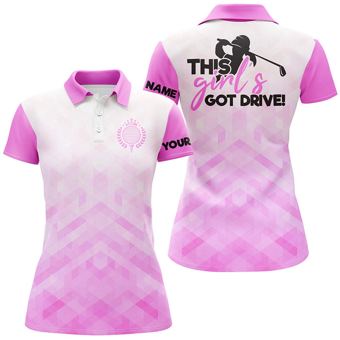 Custom Light Golf Shirts This Girls Got Drive Pattern Women's Polo Shirts S-5XL