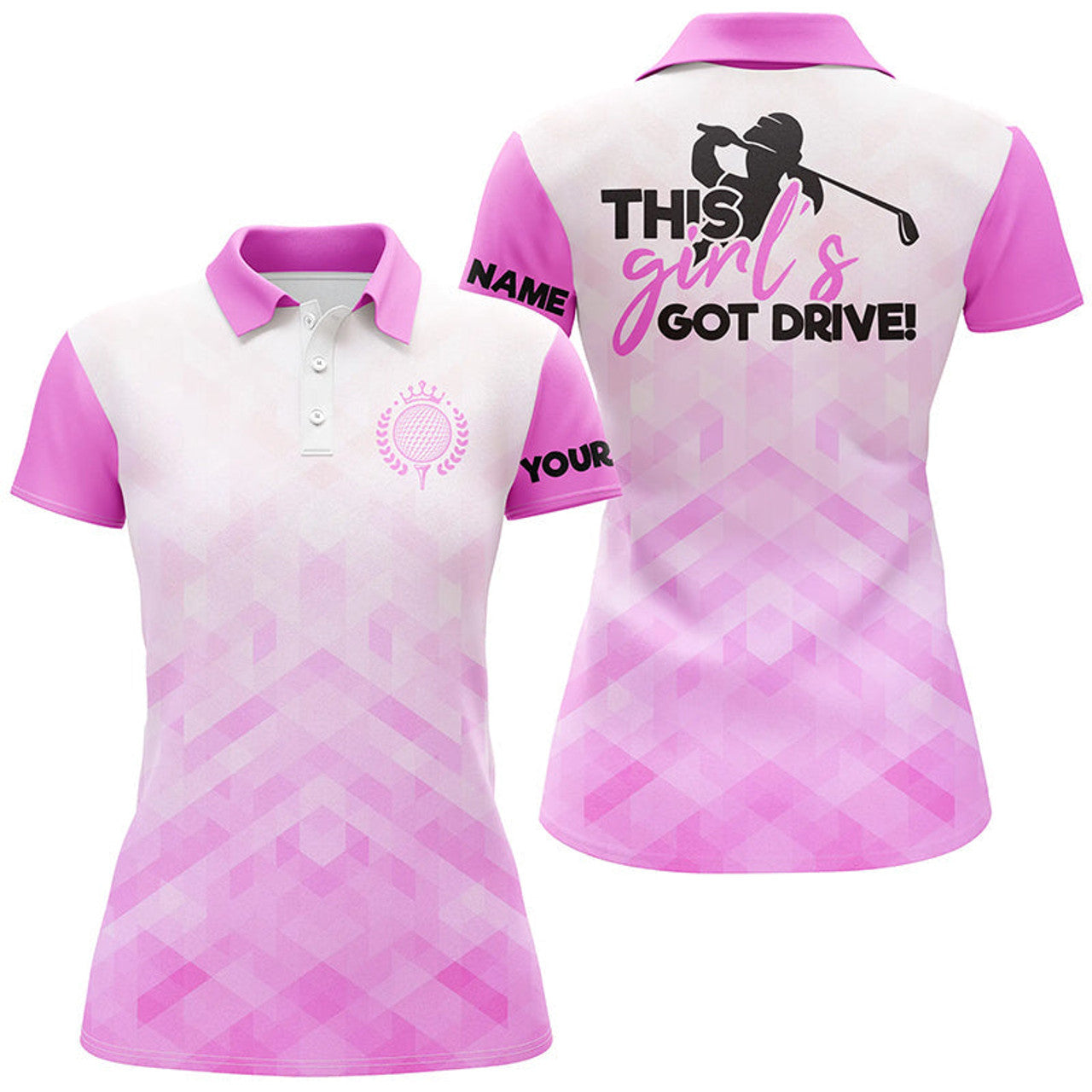 Custom Light Golf Shirts This Girls Got Drive Pattern Women's Polo Shirts S-5XL