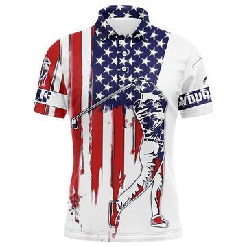 Custom Golf Shirt American Flag Gift for Golf Lovers Team Men's Polo Shirt S-5XL