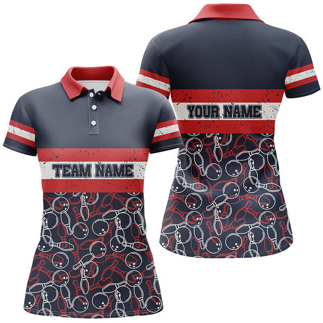 Custom Vintage Bowling Team Shirt with Name Women's Polo Shirts S-5XL