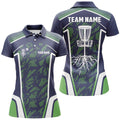 Custom Name Team Disc Golf Shirt Blue Green Camo Women's Polo Shirts S-5XL