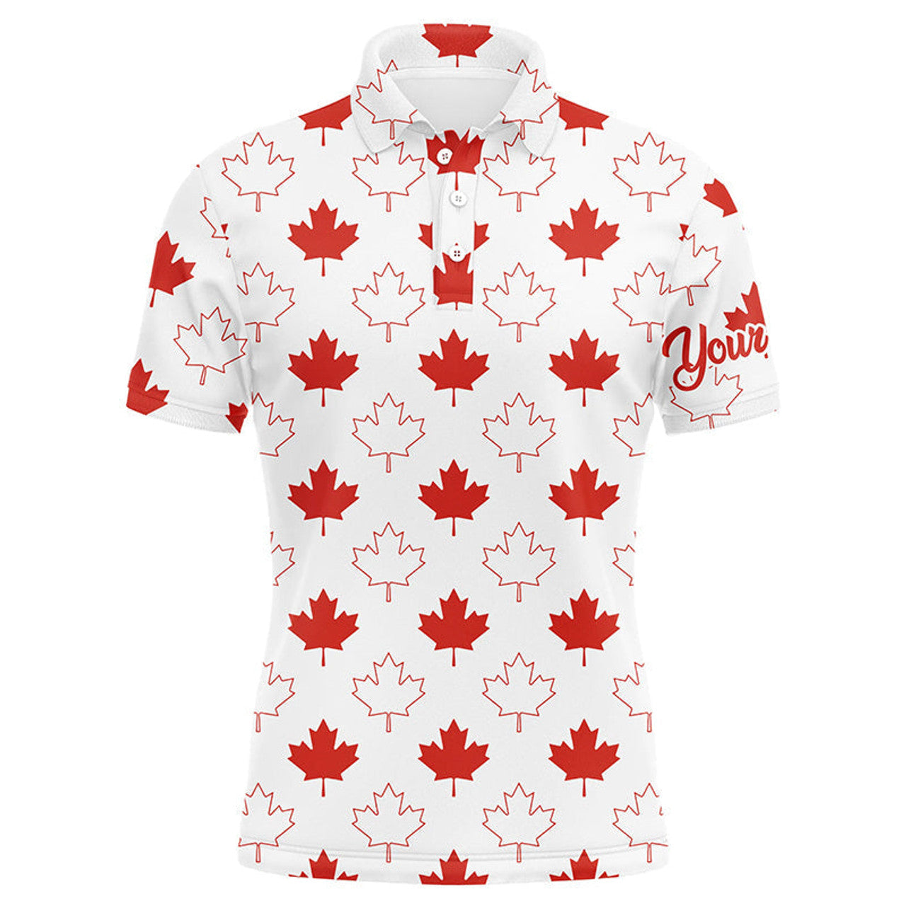 Red Canada Maple Leaf Pattern Custom Team Golf Men's Polo Shirt S-5XL