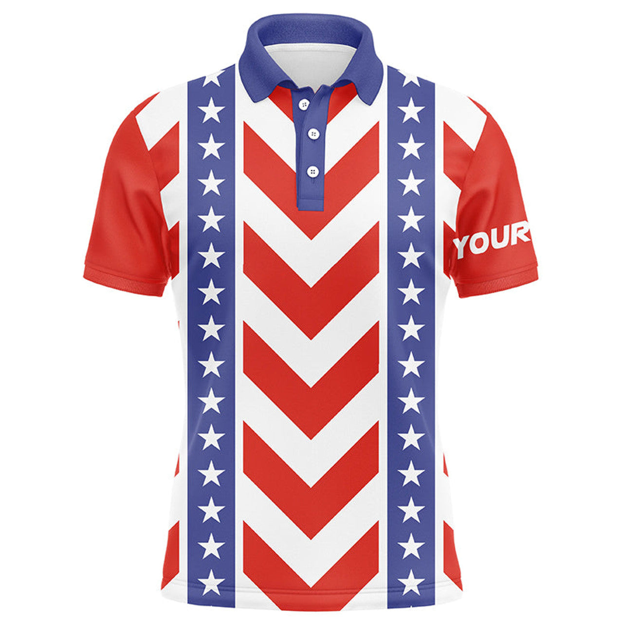Custom Red White Blue Men's Golf Polo Shirt Patriotic Men's Polo Shirt S-5XL