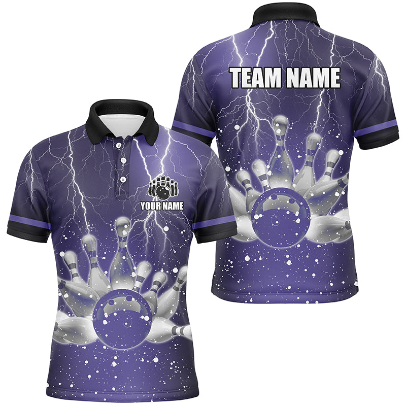 Purple Lightning Thunder Design Short Sleeve Men's Polo Shirt S-5XL