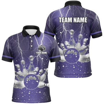 Purple Lightning Thunder Design Short Sleeve Men's Polo Shirt S-5XL