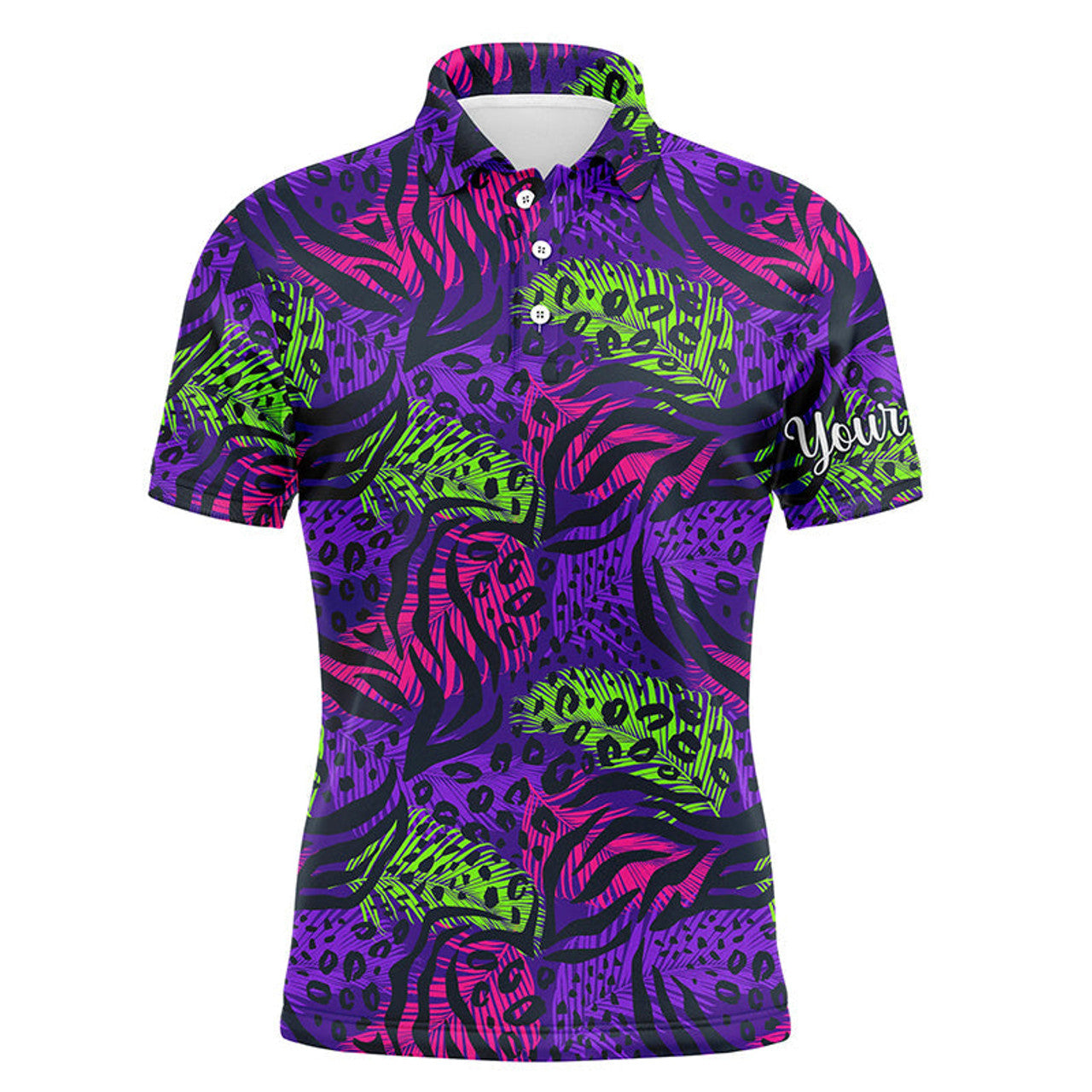 Custom Golf Polo Shirt Purple Tropical Custom Name Gift Men's Polo Shirt S-5XL
