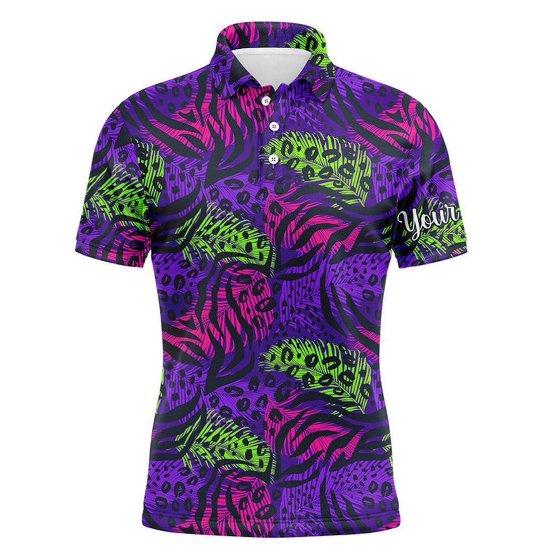 Custom Golf Polo Shirt Purple Tropical Custom Name Gift Men's Polo Shirt S-5XL